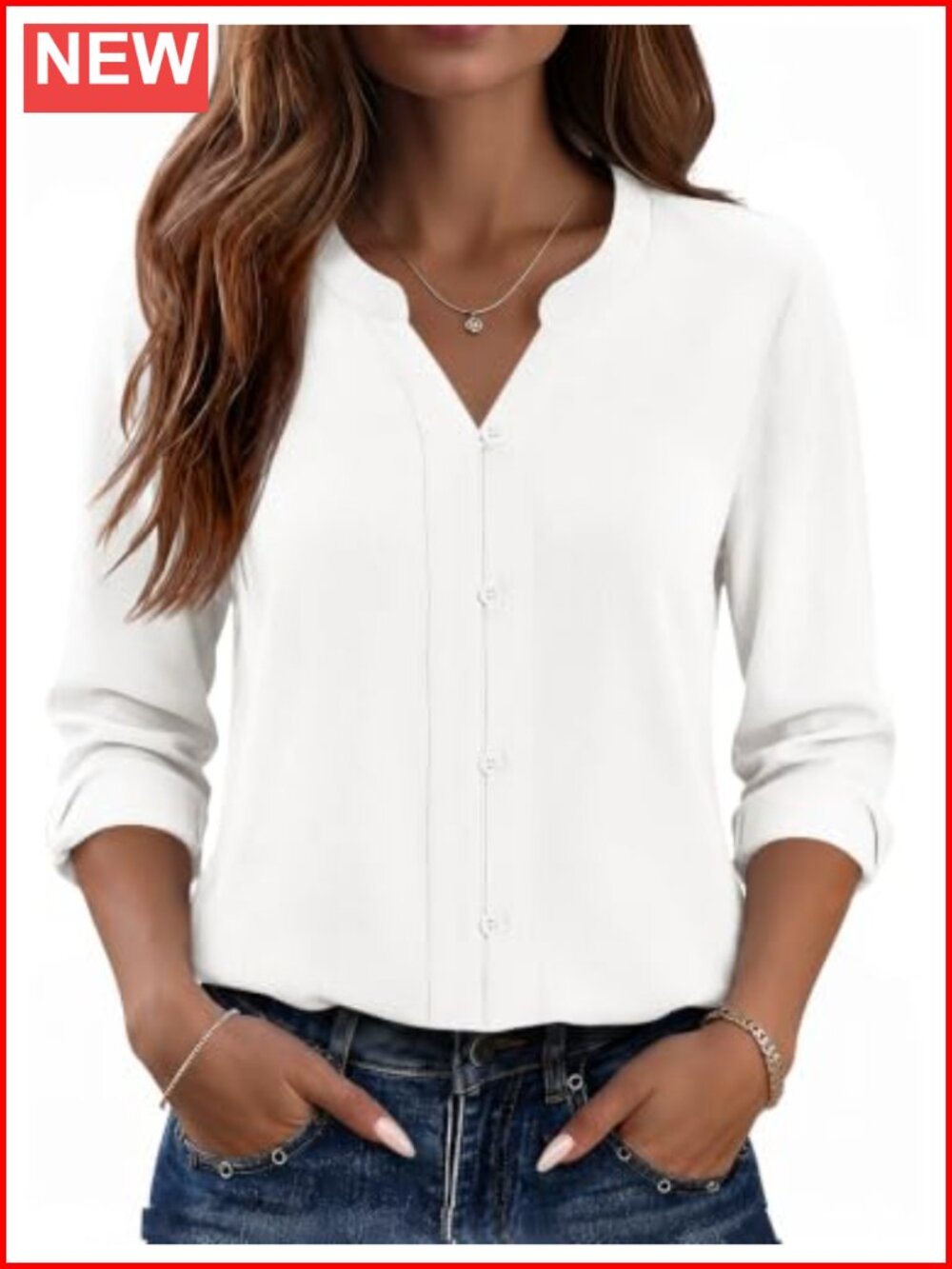 Rapbin Women's Button Down Shirt Long Sleeve Cotton Loose Fit Casual Work Top